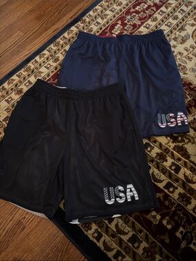 Mens USA American Flag in 1 Reversible Mesh Shorts M